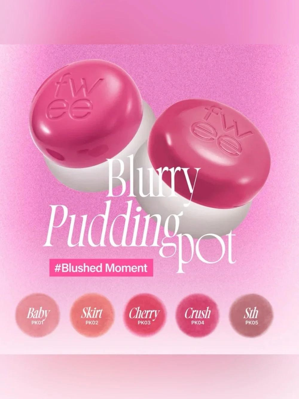 Fwee Baby Lip & Cheek Blurry Pudding Pot- soft pink, neutral undertone, matte
